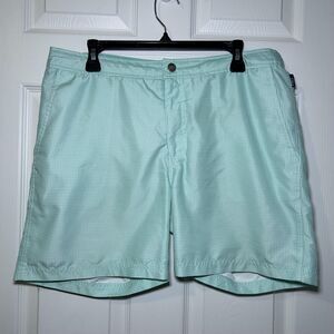 Cole Swim Shorts Men's 34 Green Gingham Lined Back Pocket Mesh Trunks Beach
